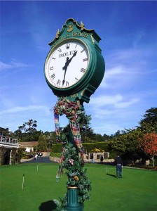 Clock on the Putting Green of Pebble Beach California